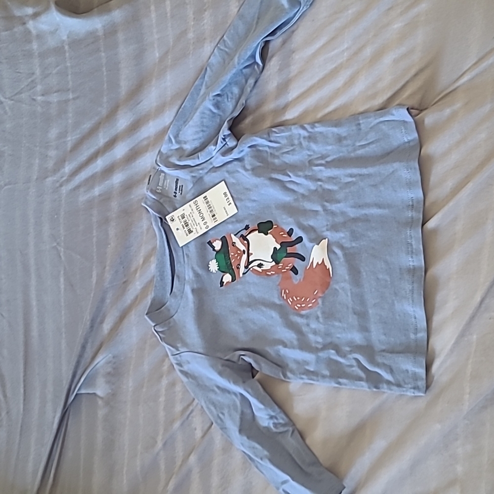First Impressions Christmas long Sleve Shirt, Blue, Size 6-9 months. - Picture 2 of 5